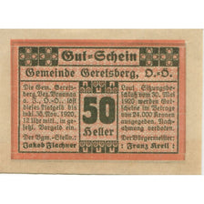 Geldschein, Österreich, Geretsberg, 50 Heller, Texte, 1920 UNZ- Mehl:FS 231a