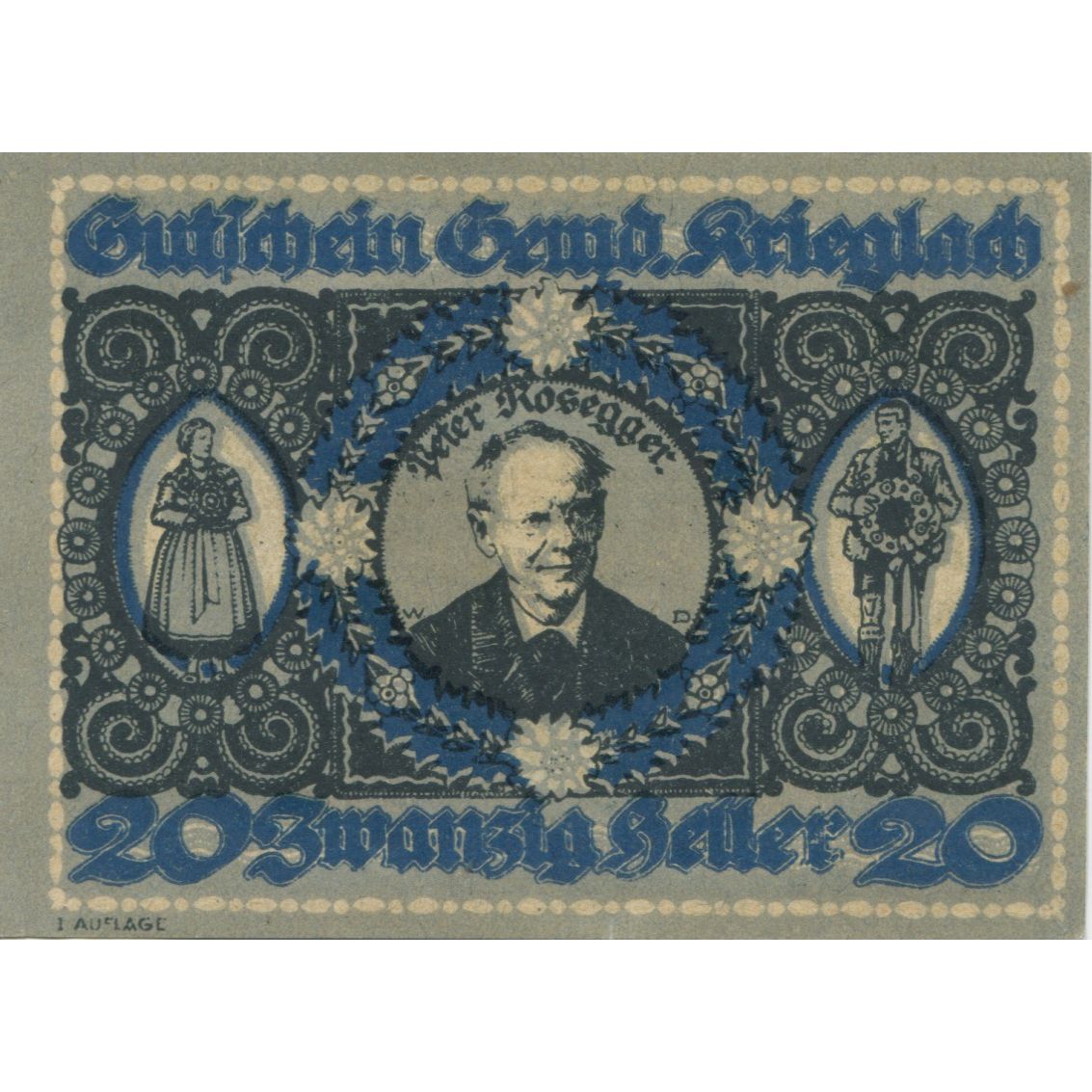 Banconote, Austria, Krieglach, 20 Heller, Texte 1920-10-31, SPL Mehl:FS 480a