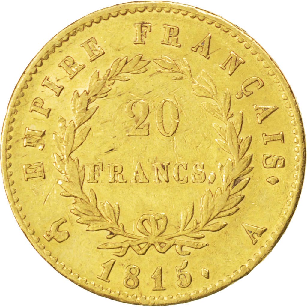 FRANCE, 20 Francs, 1815, Paris, KM #705.1, EF(40-45), Gold, Gadoury #1025a, 6.43