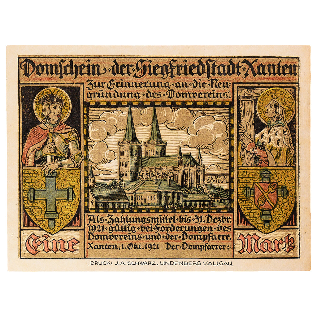 Banknote, Germany, Xanten, 1 Mark, chevalier, 1921, UNC(63), Mehl:1464.1