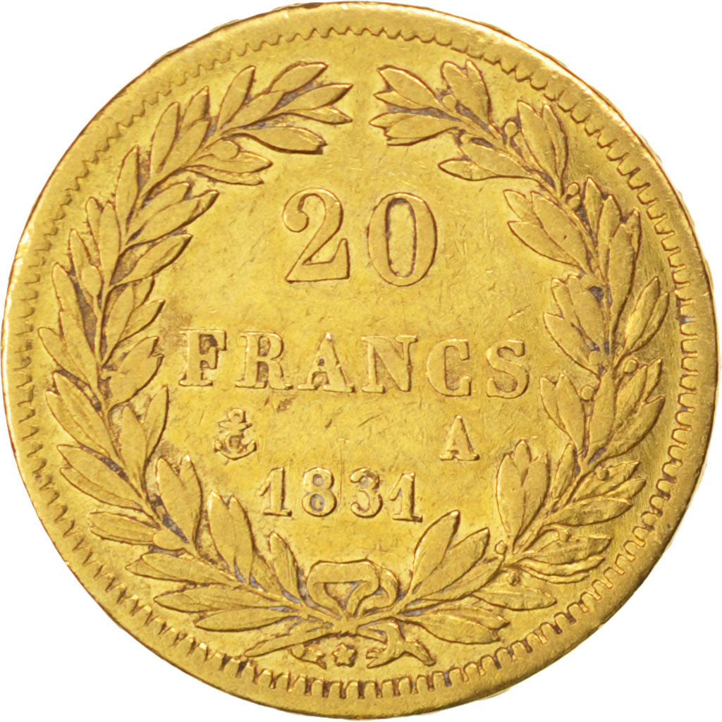 FRANCE, Louis-Philippe, 20 Francs, 1831, Paris, KM #746.1, EF(40-45), Gold,...