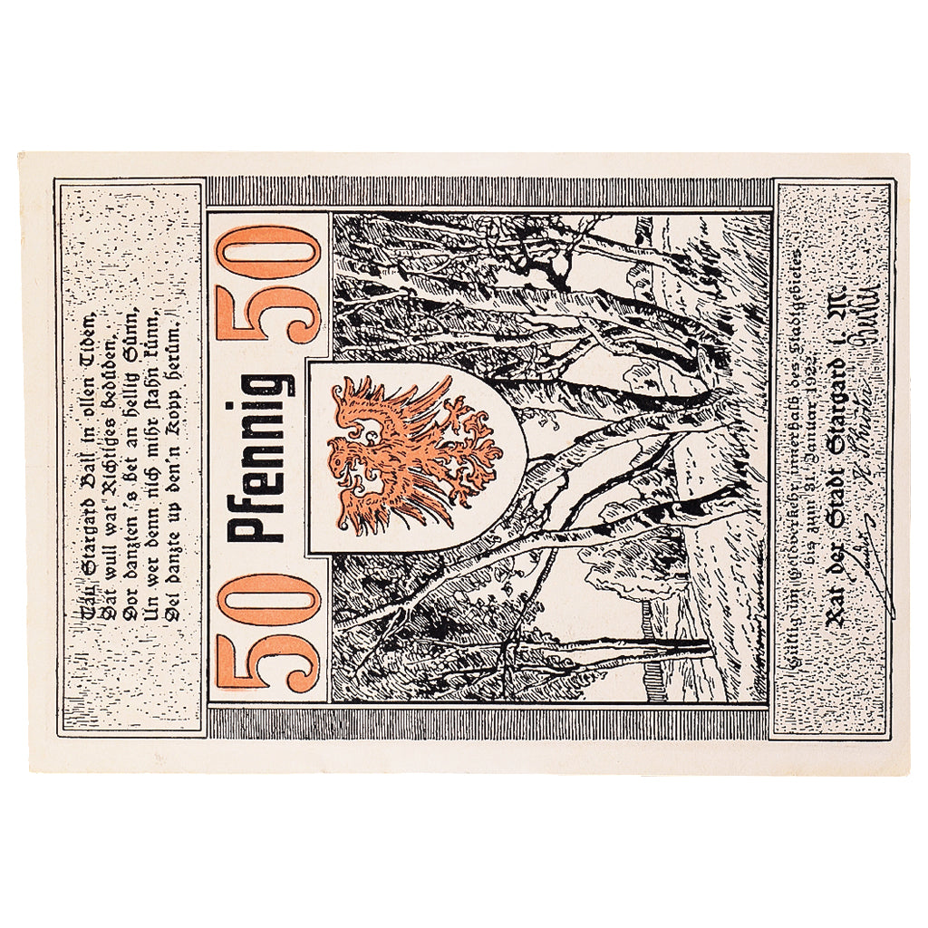 Geldschein, Deutschland, Stargard, 50 Pfennig, Eglise, 1922 VZ Mehl:1253.1