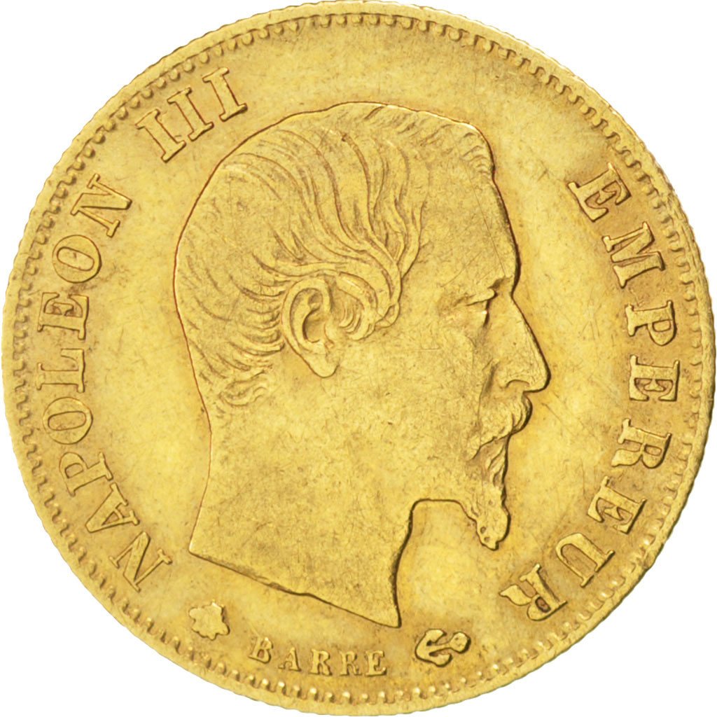 FRANCE, Napoléon III, 5 Francs, 1860, Paris, KM #787.1, EF(40-45), Gold, 16.7, G