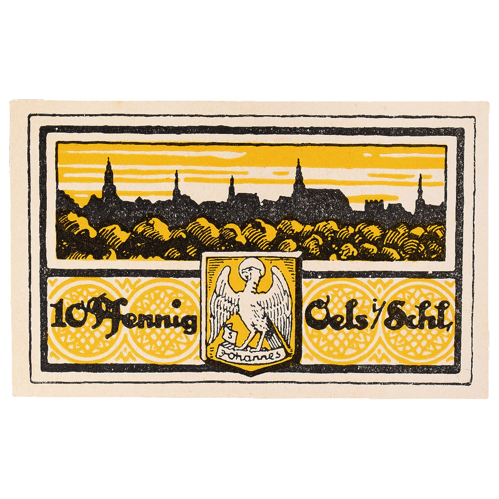 Banknote, Germany, Oels, 10 Pfennig, paysage, 1921, UNC(63) Mehl: O12.1