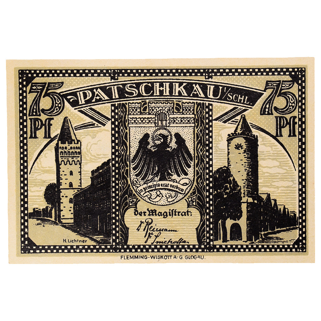 Banknote, Germany, Patschkau, 75 Pfennig, aigle, 1922, UNC(63), Mehl:1052.2