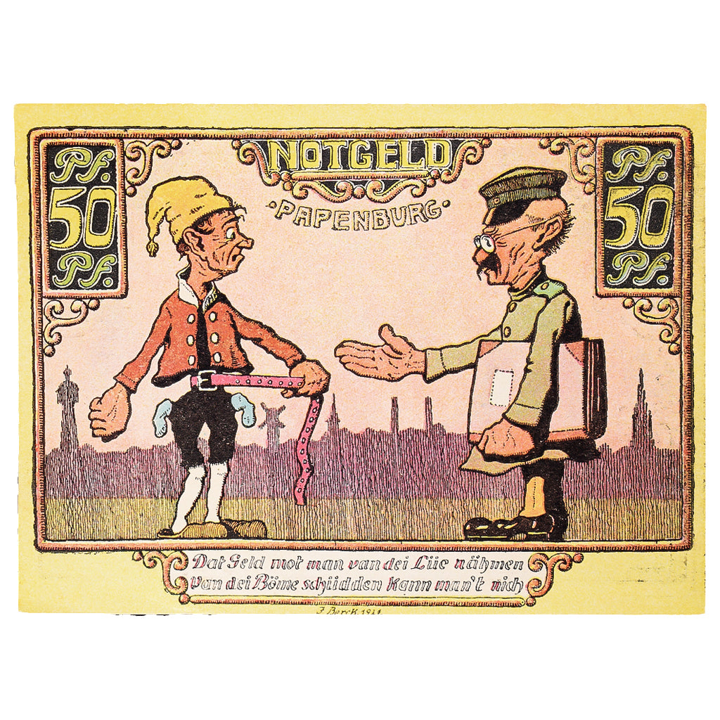 Banknote, Germany, Papenburg, 50 Pfennig, personnage 1921 UNC(60-62) Mehl:1044.1