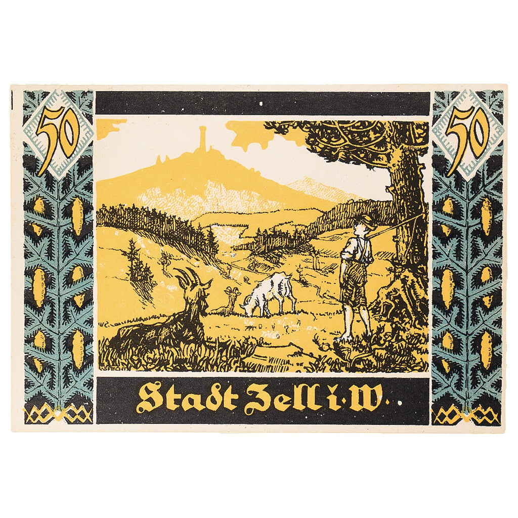 Banknote, Germany, Zell . i . W, 50 Pfennig, paysage 1921 UNC(63) Mehl:1467.1