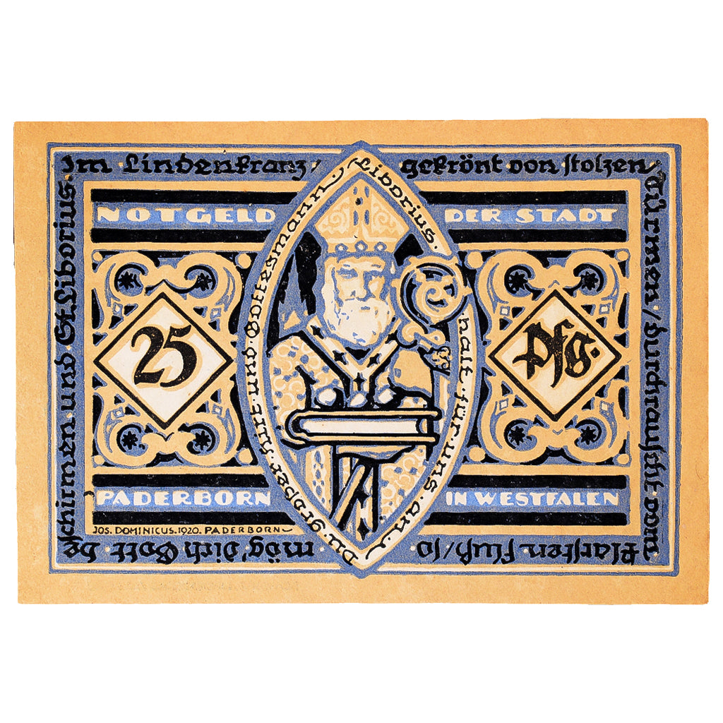 Banknote, Germany, Paderborn, 25 Pfennig, Eglise, 1920, UNC(63) Mehl:P1.3b