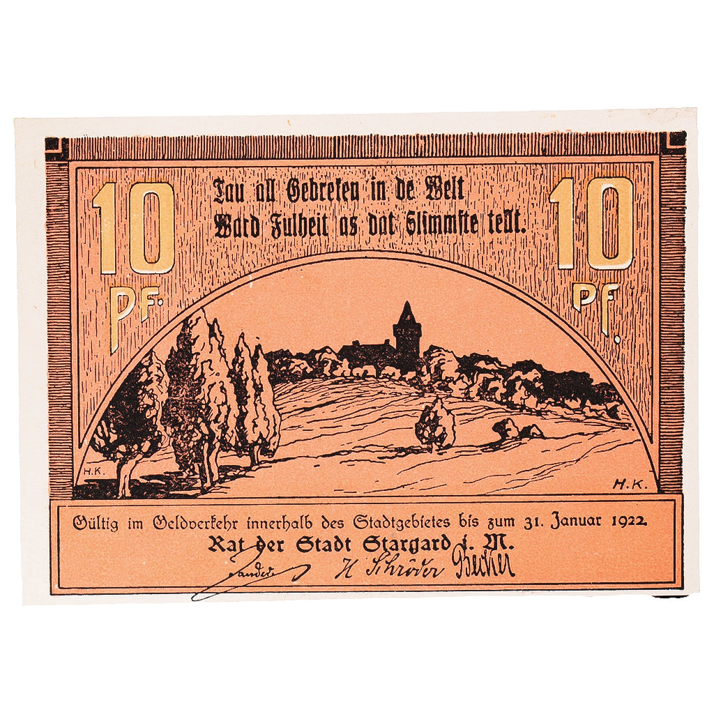 Banknote, Germany, Stargard, 10 Pfennig, ferme, 1922 UNC(63) Mehl:1253.1