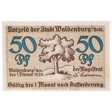 Banknote, Germany, Waldenburg, 50 Pfennig, arbre, 1920 UNC(63) Mehl:W3.16