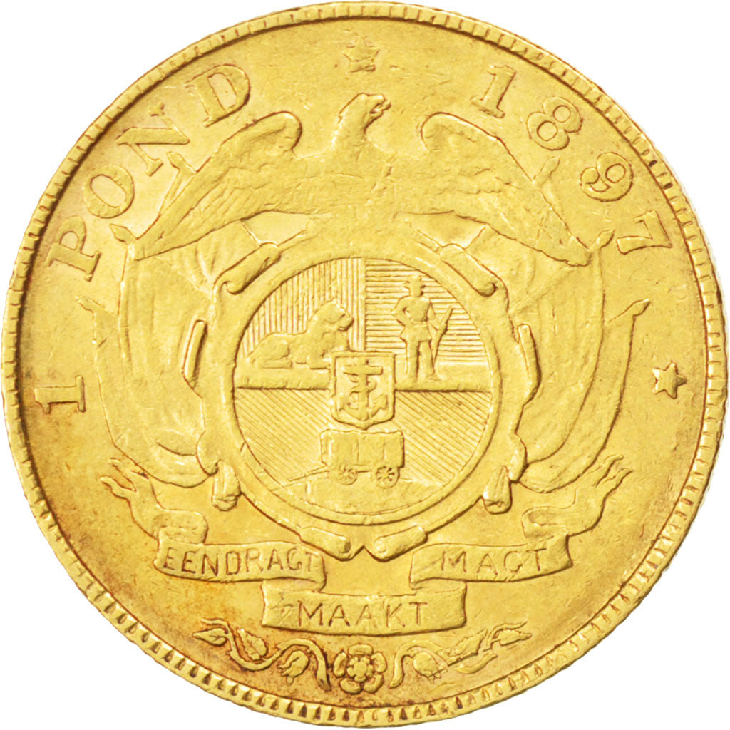 SOUTH AFRICA, Pond, Een, 1897, KM #10.2, EF(40-45), Gold, 7.96