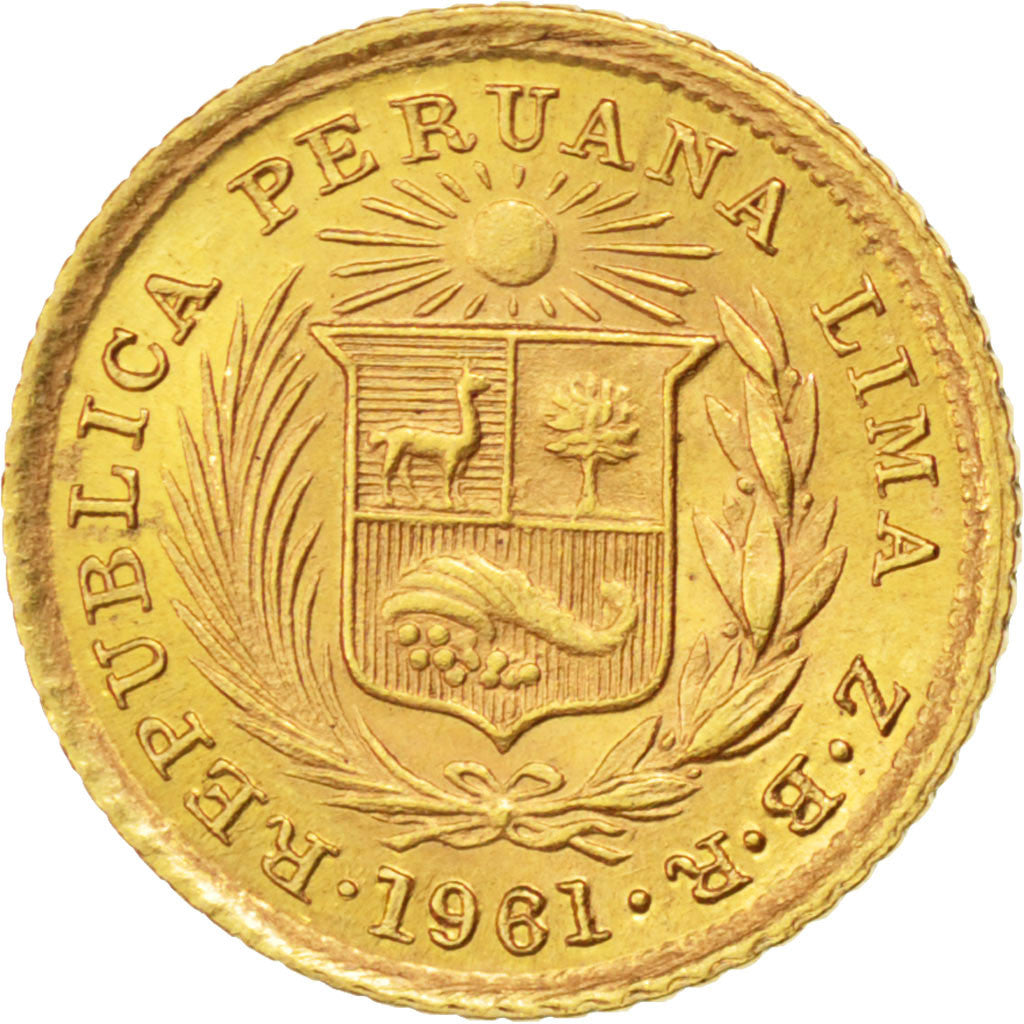PERU, 1/5 Libra, Pound, 1961, Lima, KM #210, MS(63), Gold, 1.57