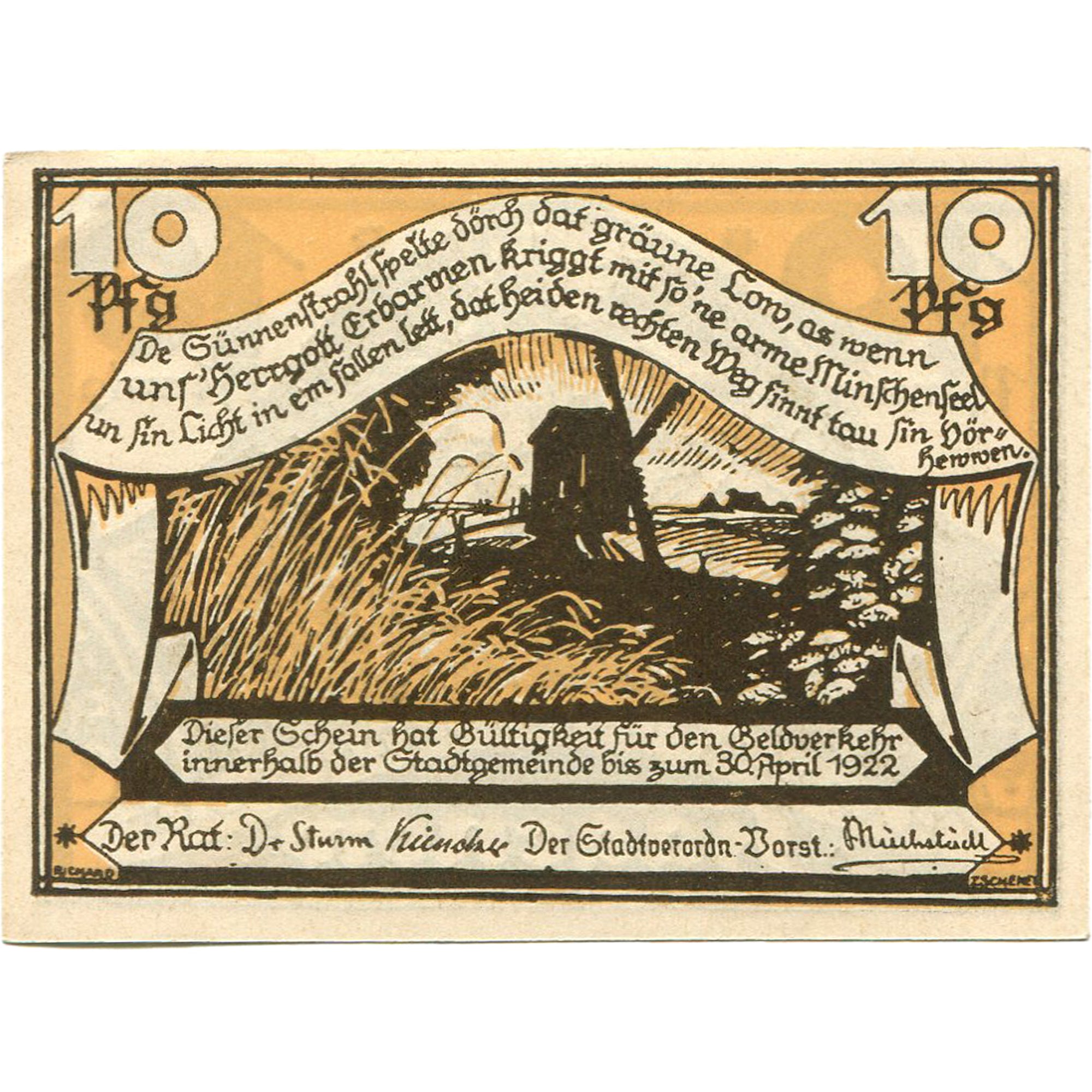 Banknote, Germany, Hagenow, 10 Pfennig, cerf, 1921, UNC(63), Mehl:500.2