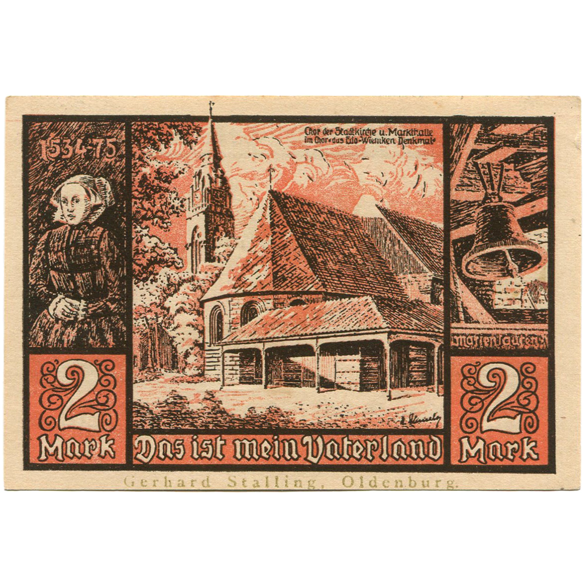 Banknot, Niemcy, Jever, 2 Mark, Lion, 1922, UNC(63), Mehl:661a.1
