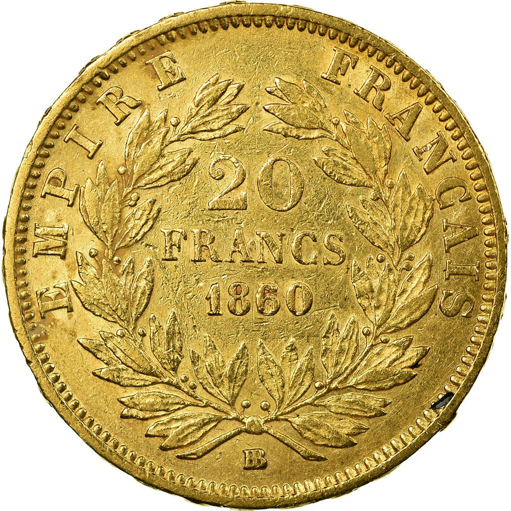 Munten, Frankrijk, Napoleon III, Napoléon III, 20 Francs, 1860, Strasbourg
