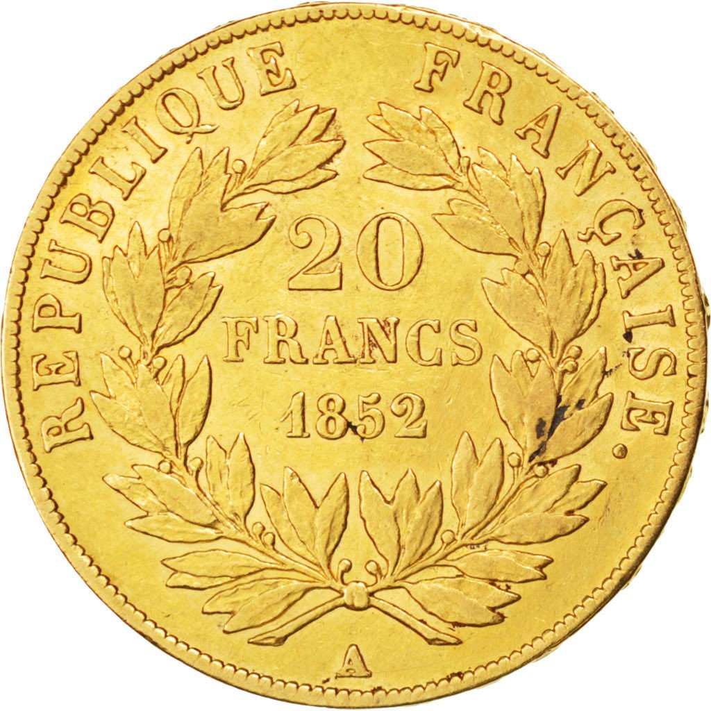 IIème République, 20 Francs or Louis Napoléon Bonaparte 1852 Paris, KM 774