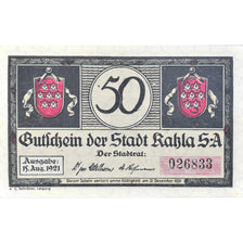 Banknote, Germany, Kahla, 50 Pfennig, Blason, 1921 UNC(63) Mehl:668.3
