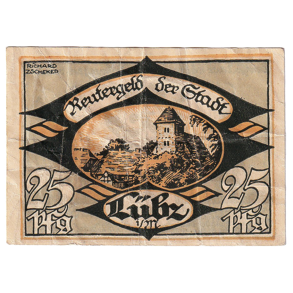 Banconote, Germania, Lübz, 25 Pfennig, forgeron, 1922 BB Mehl:FS 835.1