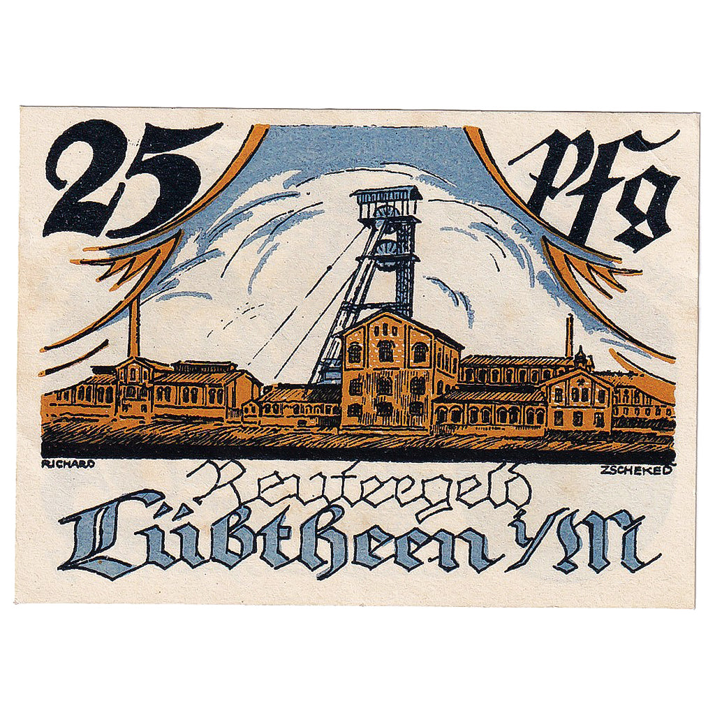 Banconote, Germania, Lübtheen, 25 Pfennig, Blason 1922-05-31, SPL Mehl:FS 834.1