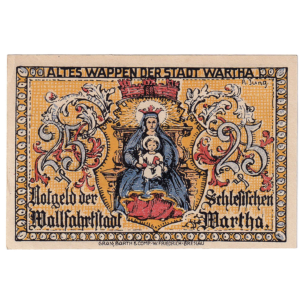 Banknote, Germany, Wartha, 25 Pfennig, château, 1921 UNC(63) Mehl:1381.1