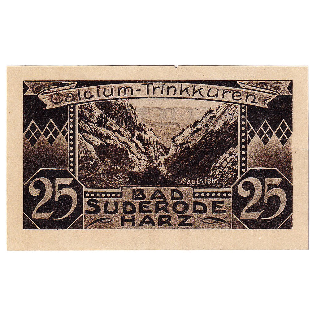 Geldschein, Deutschland, Suderode im Harz, 25 Pfennig 1921 UNZ- Mehl:1292.1a