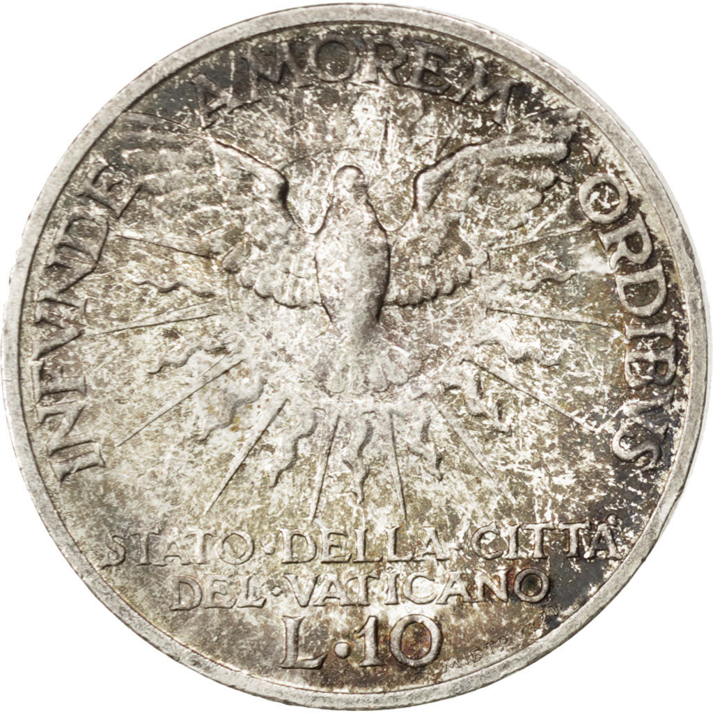 VATICAN CITY, 10 Lire, 1939, KM #21, MS(60-62), Silver, 27, 10.05