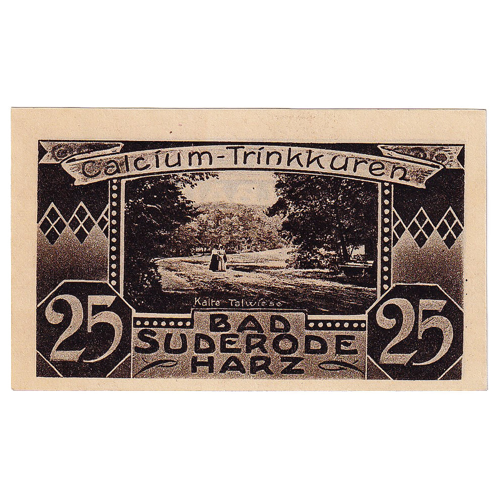 Banconote, Germania, Suderode im Harz, 25 Pfennig, jardin, 1921 SPL Mehl:1292.1a