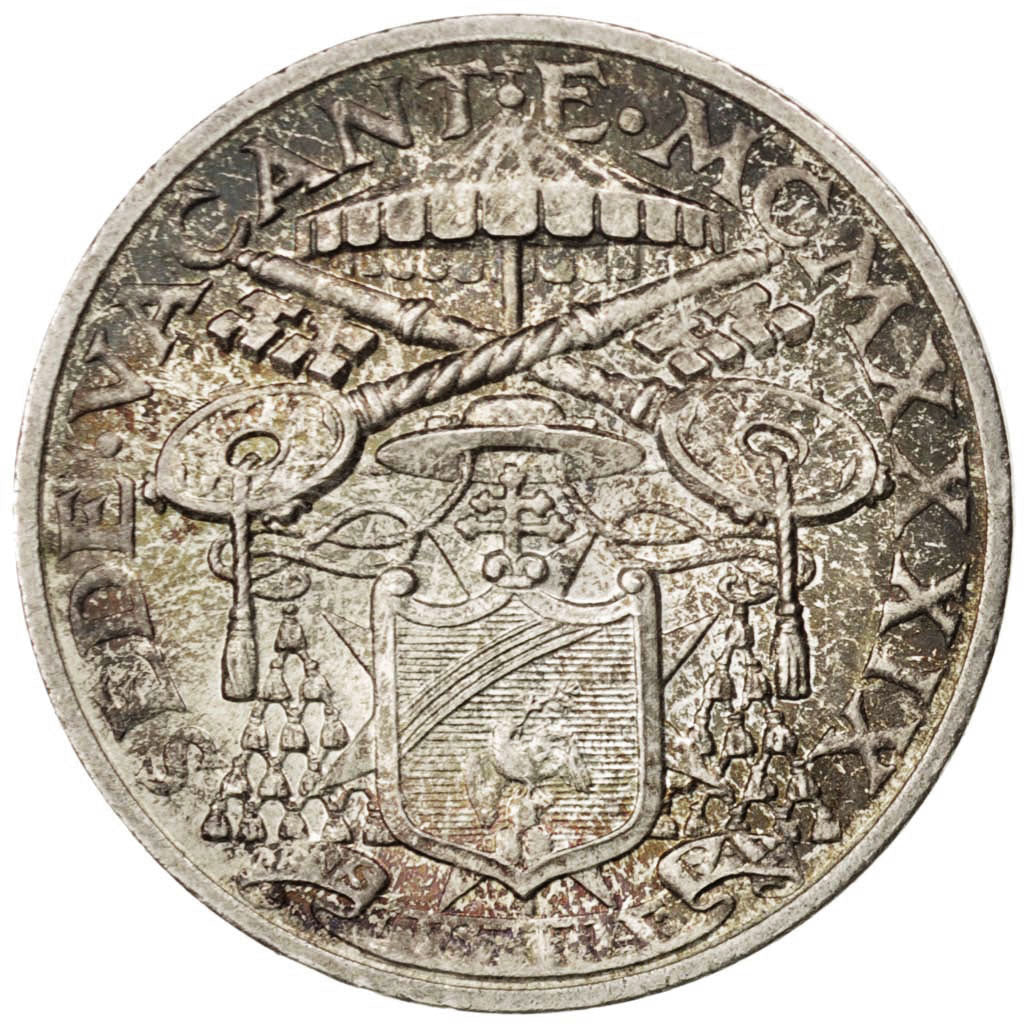 VATICAN CITY, 10 Lire, 1939, KM #21, MS(60-62), Silver, 27, 10.05