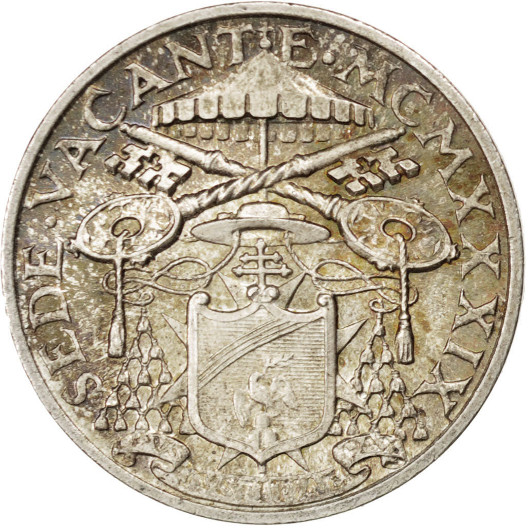VATICAN CITY, 5 Lire, 1939, KM #20, MS(63), Silver, 23, 5.01