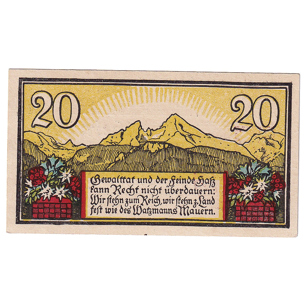 Banknote, Germany, Berchtesgaden, 20 Pfennig, Blason, 1920, UNC(63) Mehl:76.3
