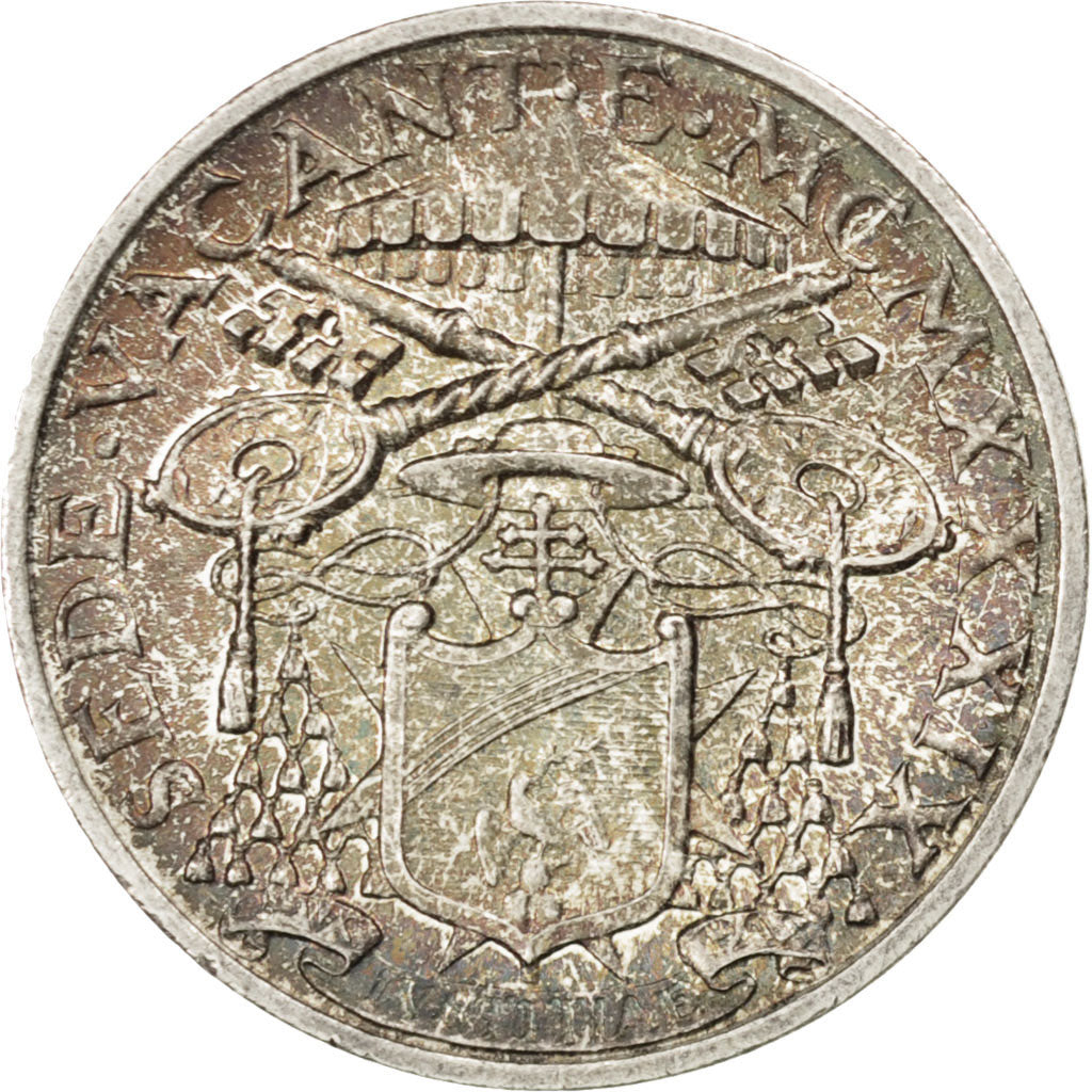 VATICAN CITY, 5 Lire, 1939, KM #20, MS(63), Silver, 23, 5.03