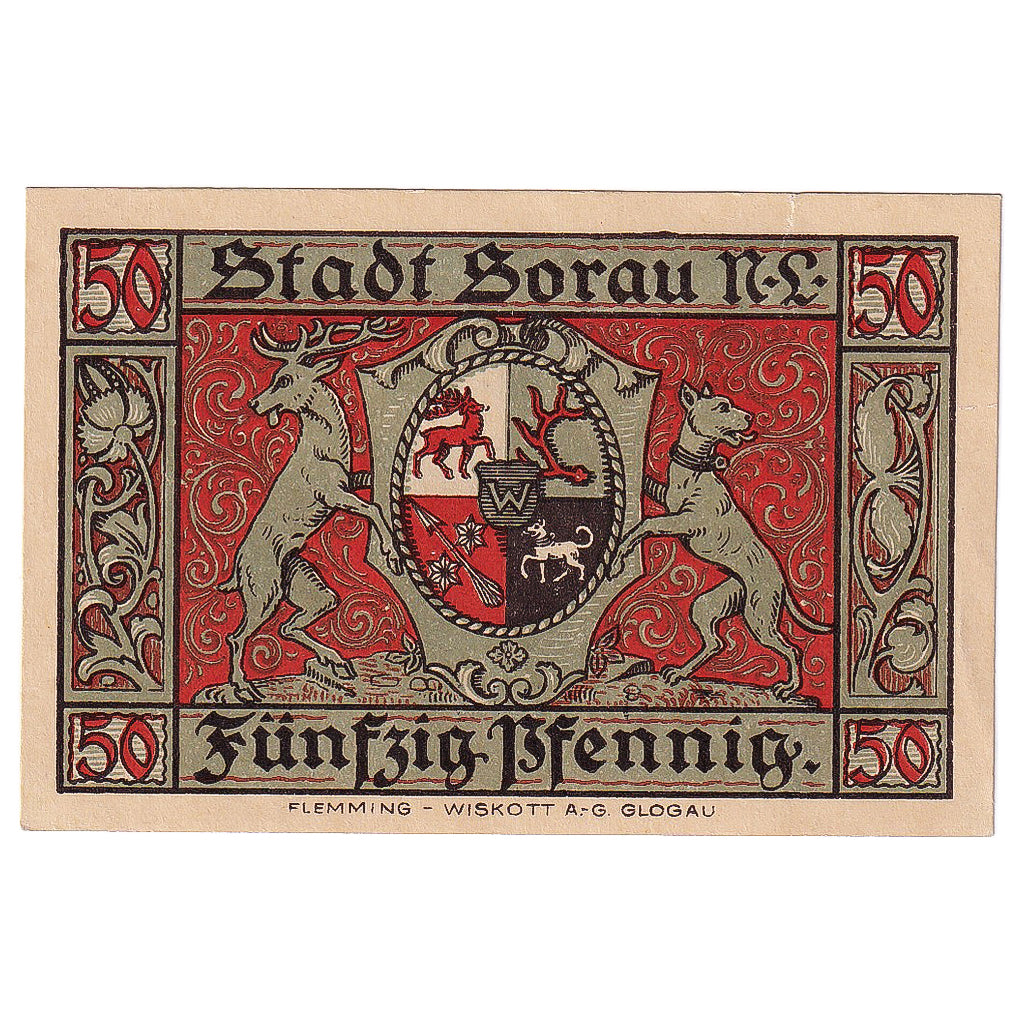 Billet, Allemagne, Sorau, 50 Pfennig, mairie, 1921, 1921-03-01, SPL, Mehl:1247.1