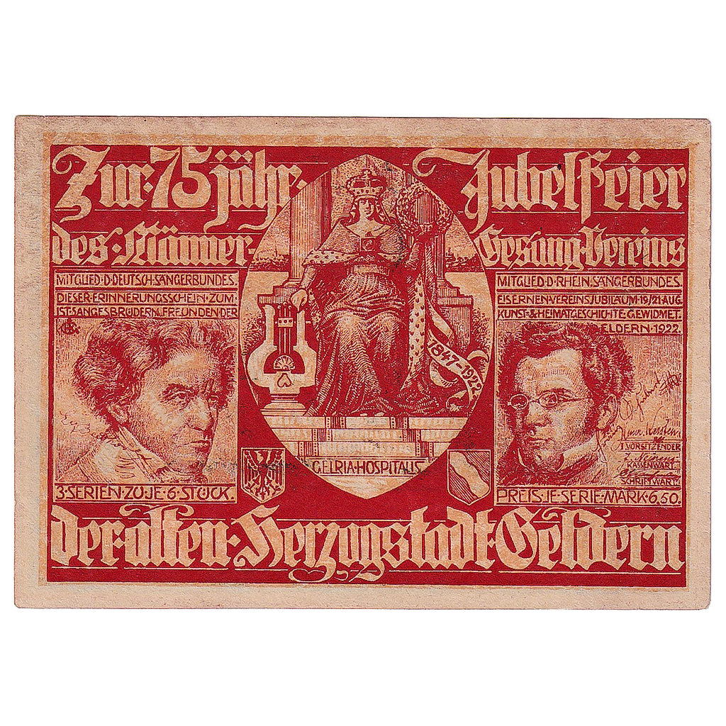 Banknote, Germany, Geldern, 75 Pfennig, personnage 1922-08-21 UNC(63) Mehl:415.1