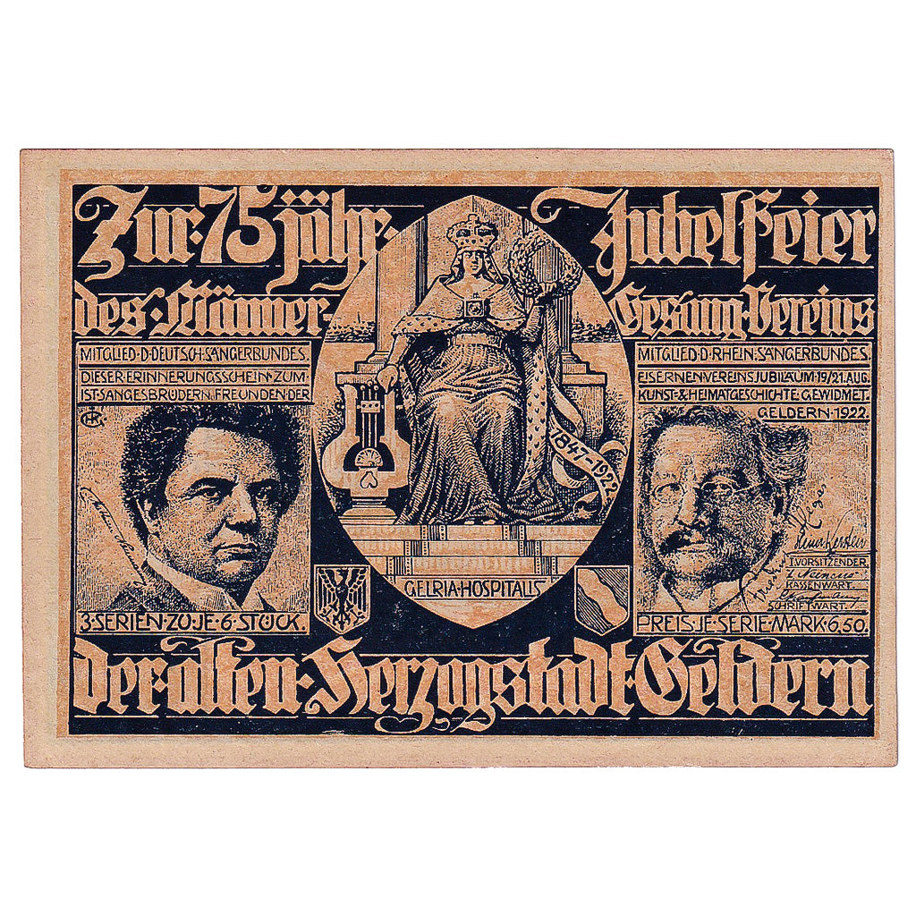Banknote, Germany, Geldern, 75 Pfennig, portrait 1922-08-21, UNC(63) Mehl:415.3