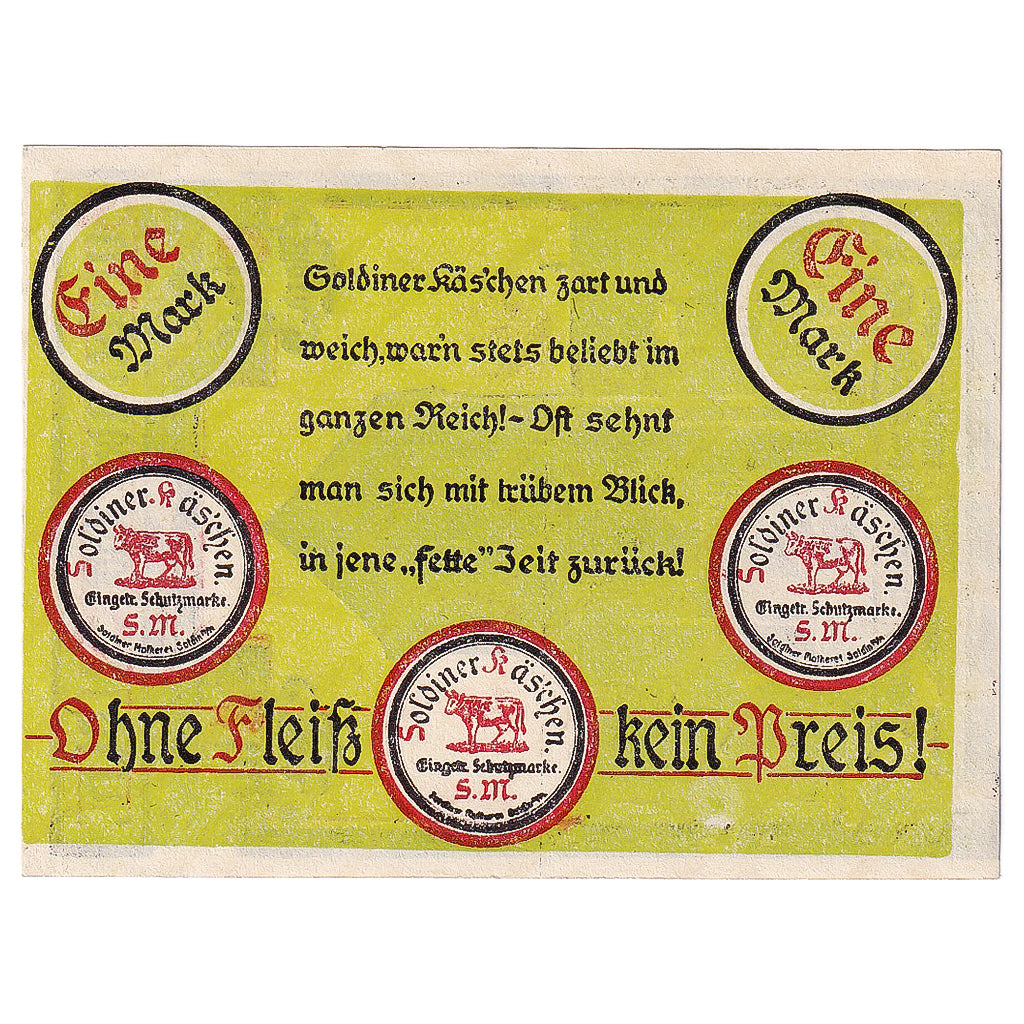 Banknote, Germany, Soldin, 1 Mark, tour, 1921, UNC(63), Mehl:1235.2
