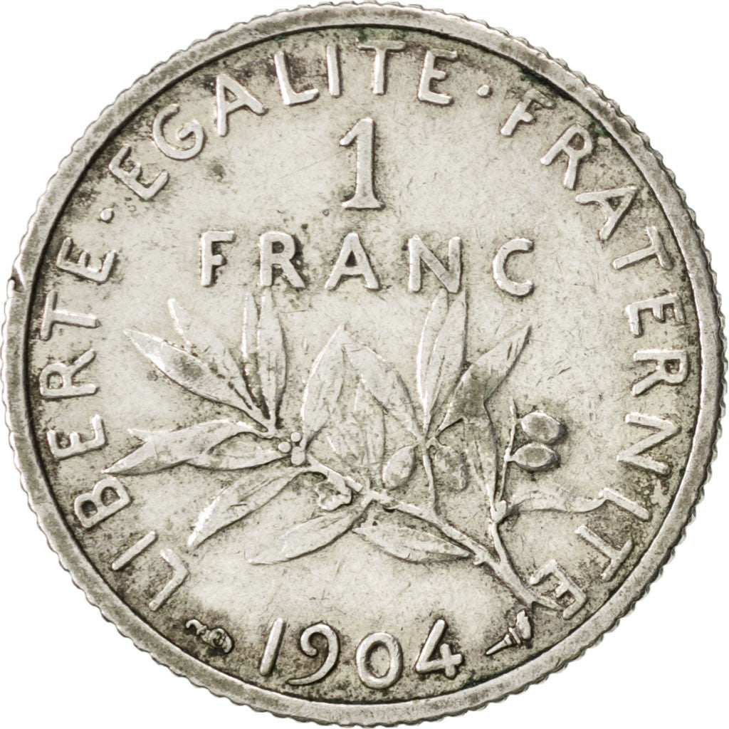 FRANCE, Semeuse, Franc, 1904, Paris, KM #844.1, EF(40-45), Silver, 23, Gadoury..