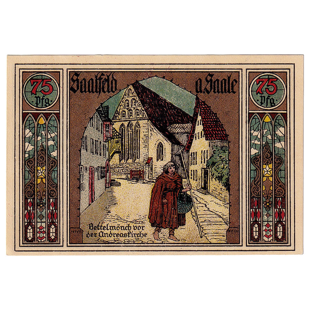 Banknote, Germany, Saalfeld, 75 Pfennig, rue, 1921, UNC(63) Mehl:1155.5a
