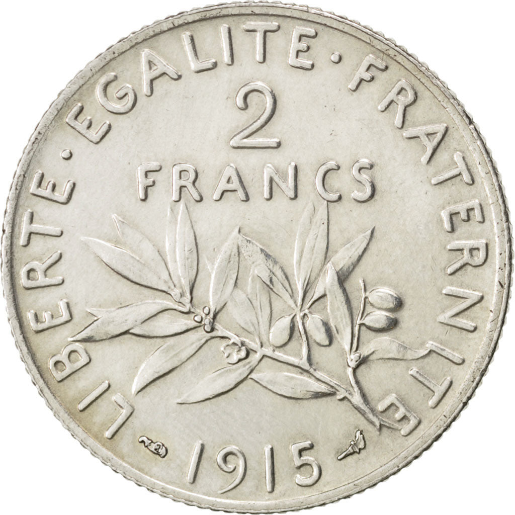 Moneda, Francia, Semeuse, 2 Francs, 1915, EBC, Plata, KM:845.1, Gadoury:532