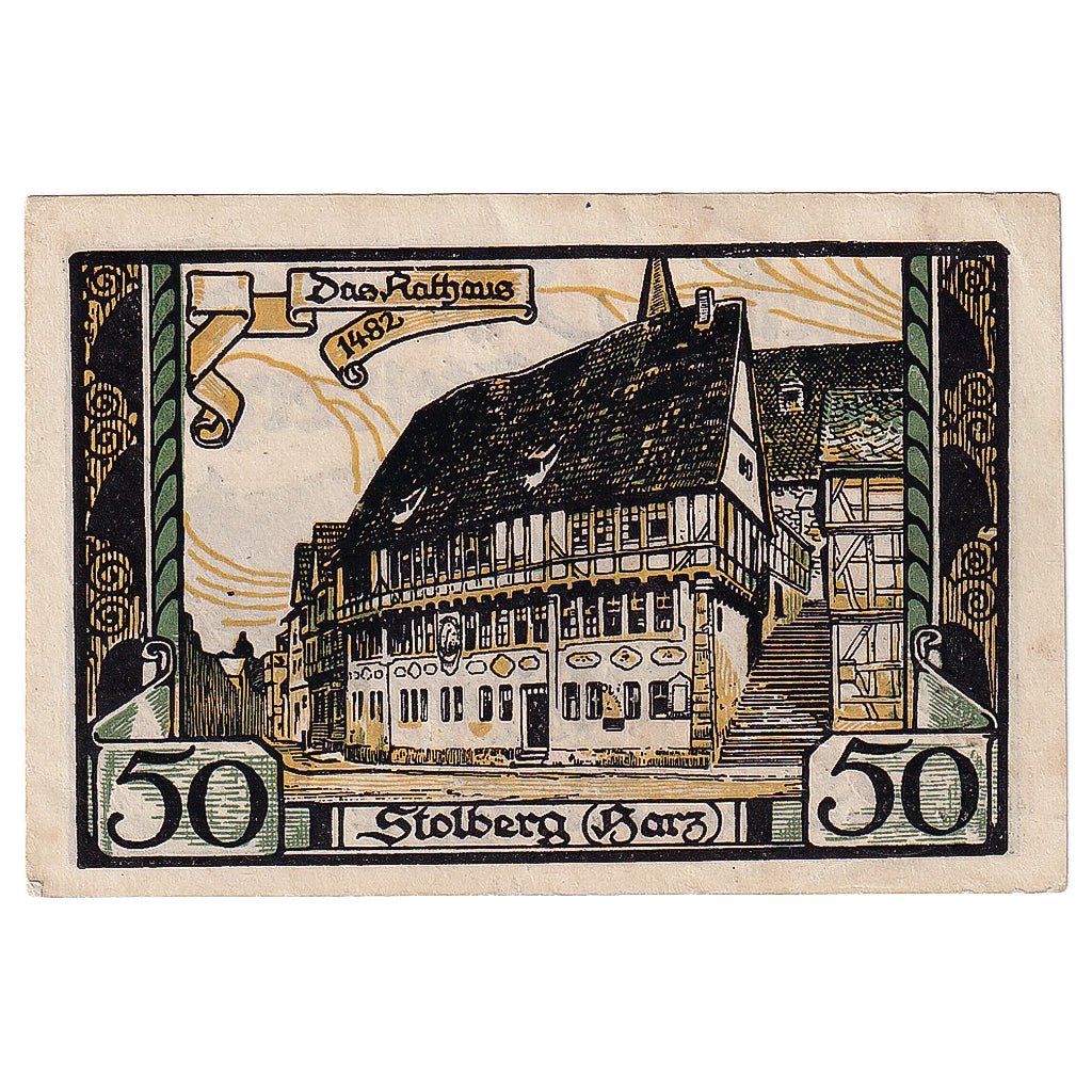 Banknote, Germany, Stolberg, 50 Pfennig, cerf, 1921, UNC(63), Mehl:1273.1