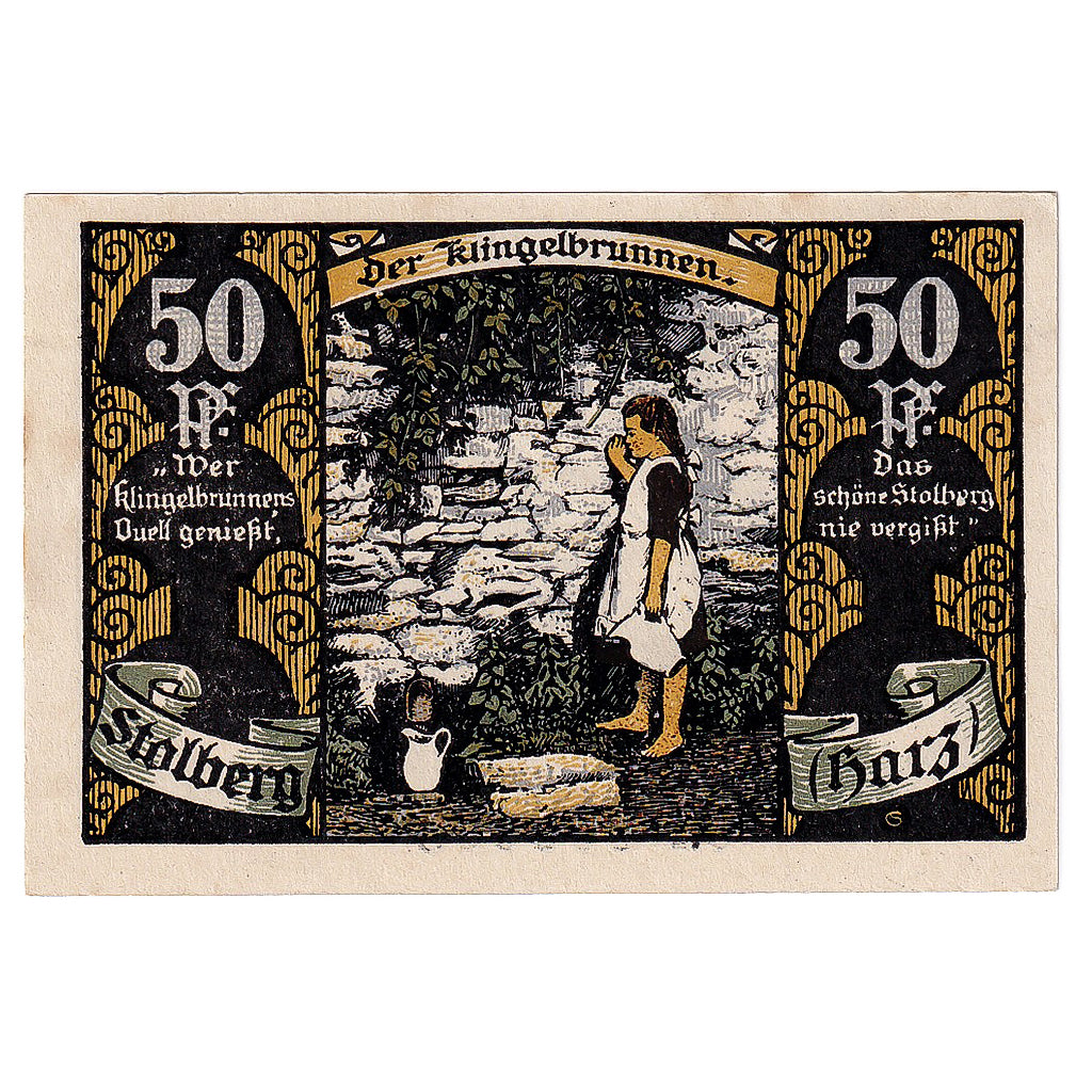 Banknote, Germany, Stolberg, 50 Pfennig, statue, 1921, UNC(63), Mehl:1273.1