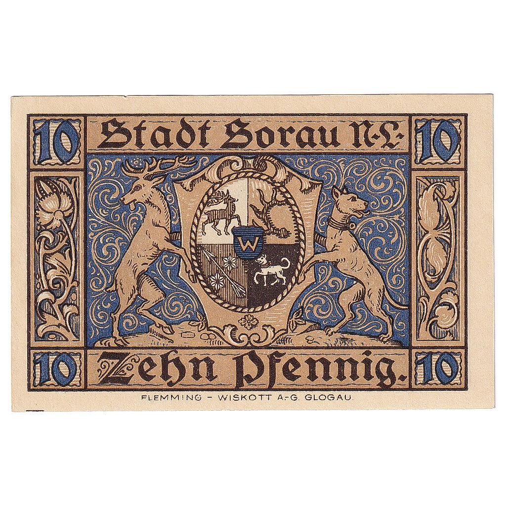 Banknote, Germany, Sorau, 10 Pfennig, village 1921-03-01, UNC(63) Mehl:1247.1a
