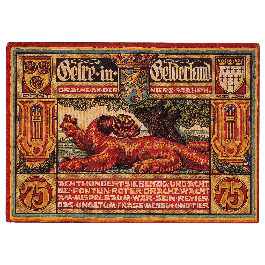 Banknote, Germany, Geldern, 75 Pfennig, dragon 1922-08-21, AU(55-58) Mehl:415.1