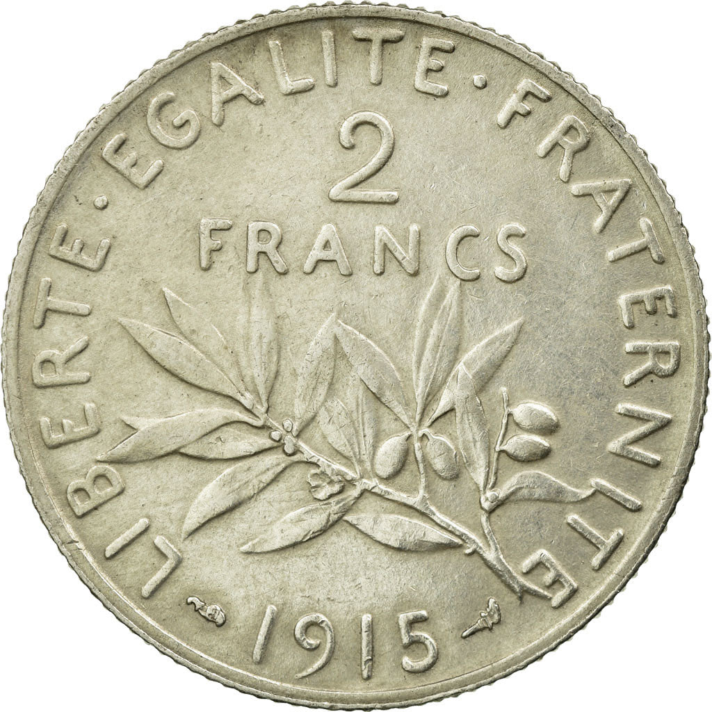 Coin, France, Semeuse, 2 Francs, 1915, AU(55-58), Silver, KM:845.1, Gadoury:532