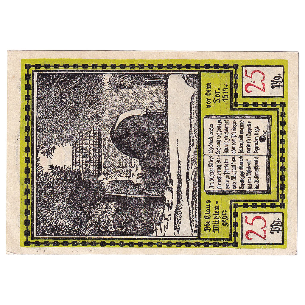 Banknote, Germany, Soldin, 25 Pfennig, Eglise, 1921, UNC(63), Mehl:1235.2a