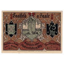 Banknote, Germany, Saalfeld, 75 Pfennig, château 1, 1921 UNC(63) Mehl:1155.5a