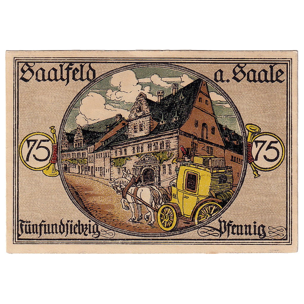 Banknote, Germany, Saalfeld, 75 Pfennig, château 1, 1921 UNC(63) Mehl:1155.5a