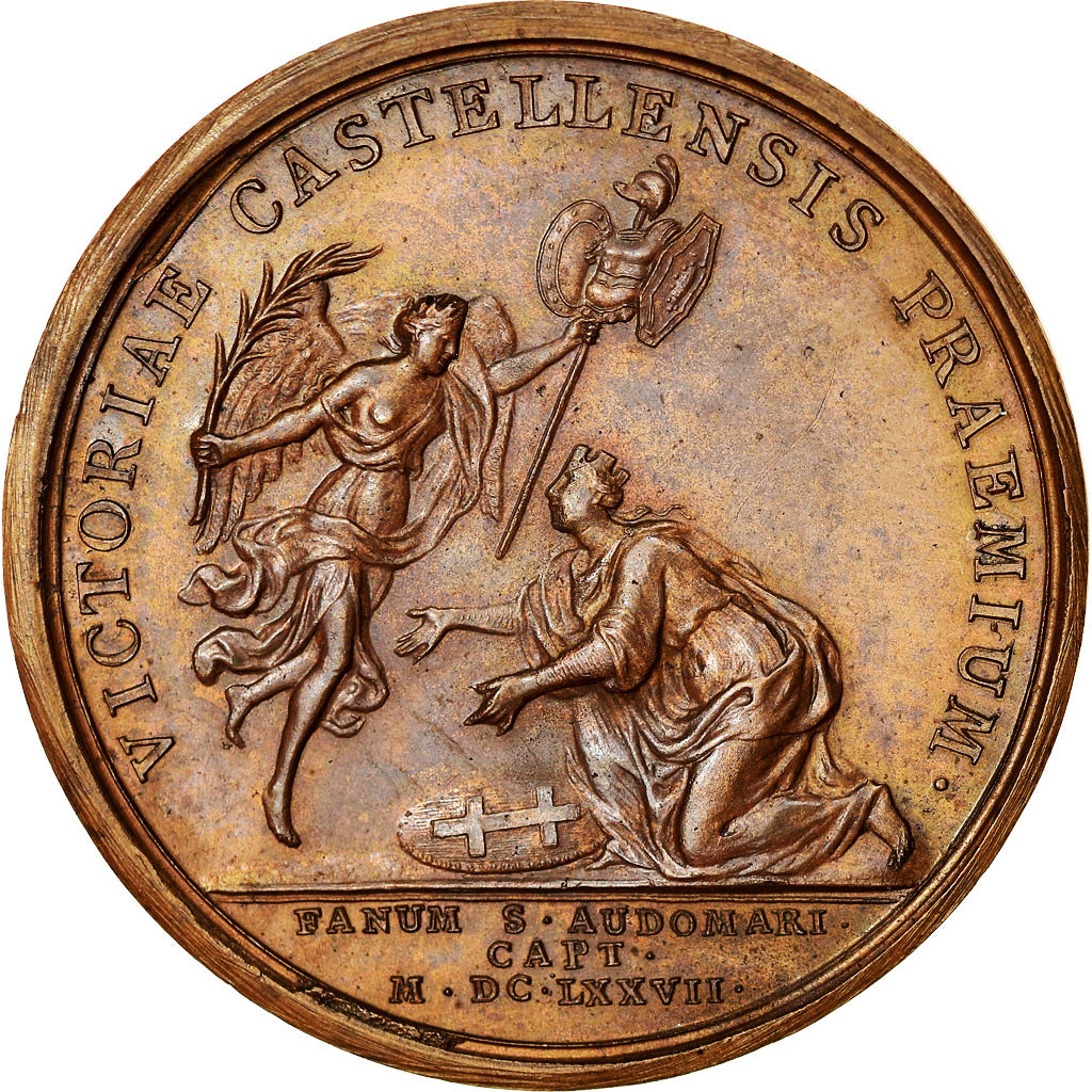 Francja, Medal, Louis XIV, Prise de Saint-Omer, Historia, 1677, Mauger, Ponowne