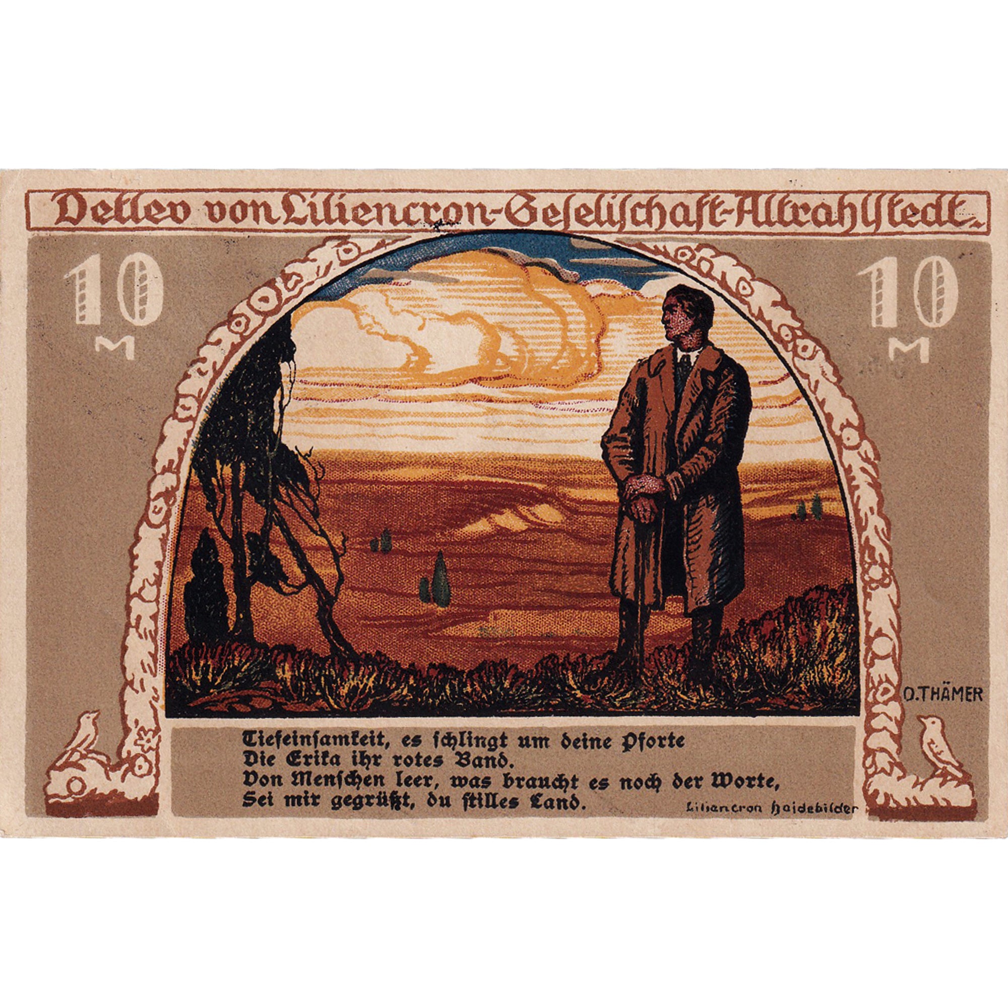 Banknote, Germany, Altrahlstedt, 10 Mark, Monument, 1922 UNC(63) Mehl:31.1