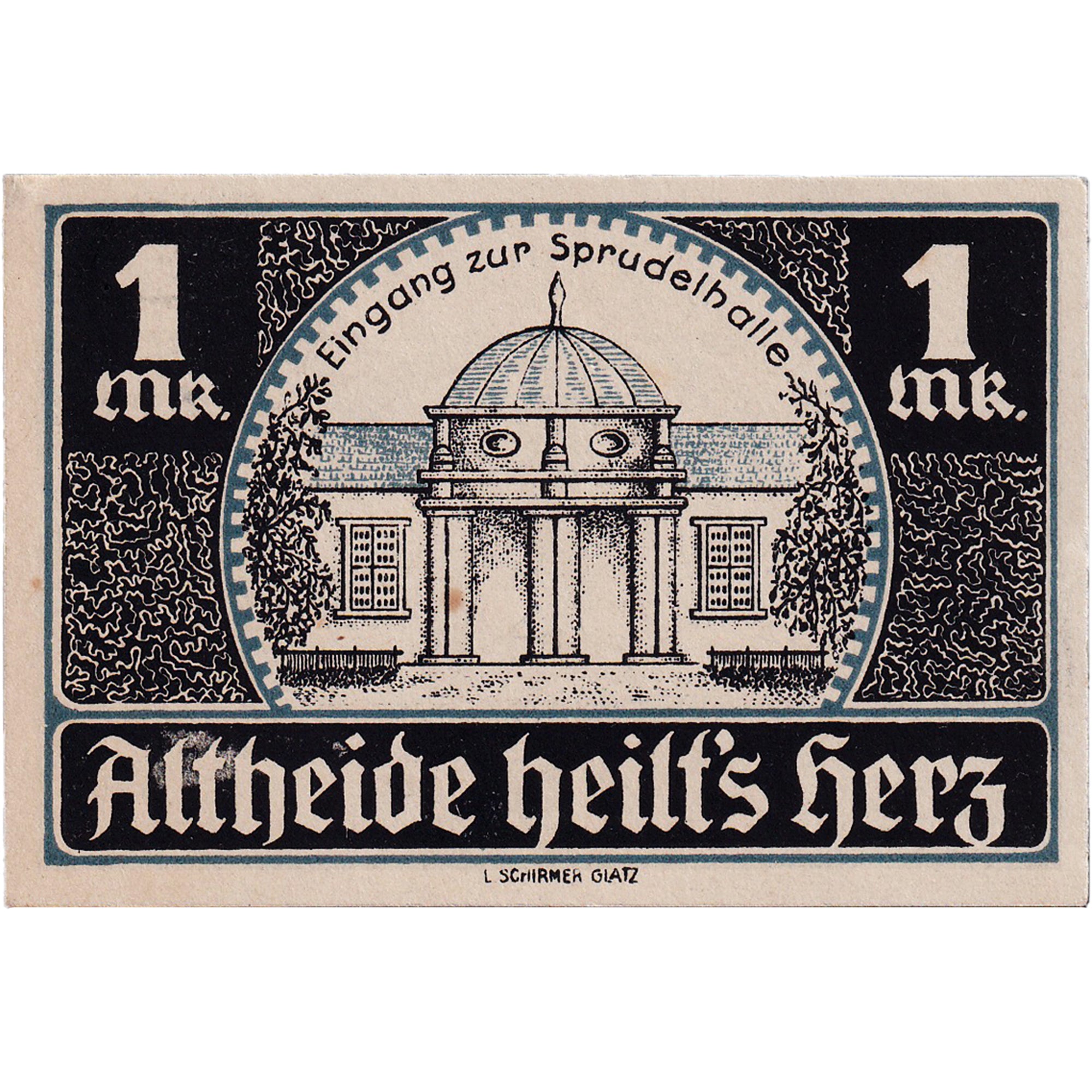 Banknote, Germany, Altheide, 1 Mark, Monument, 1921, UNC(63), Mehl:28.1