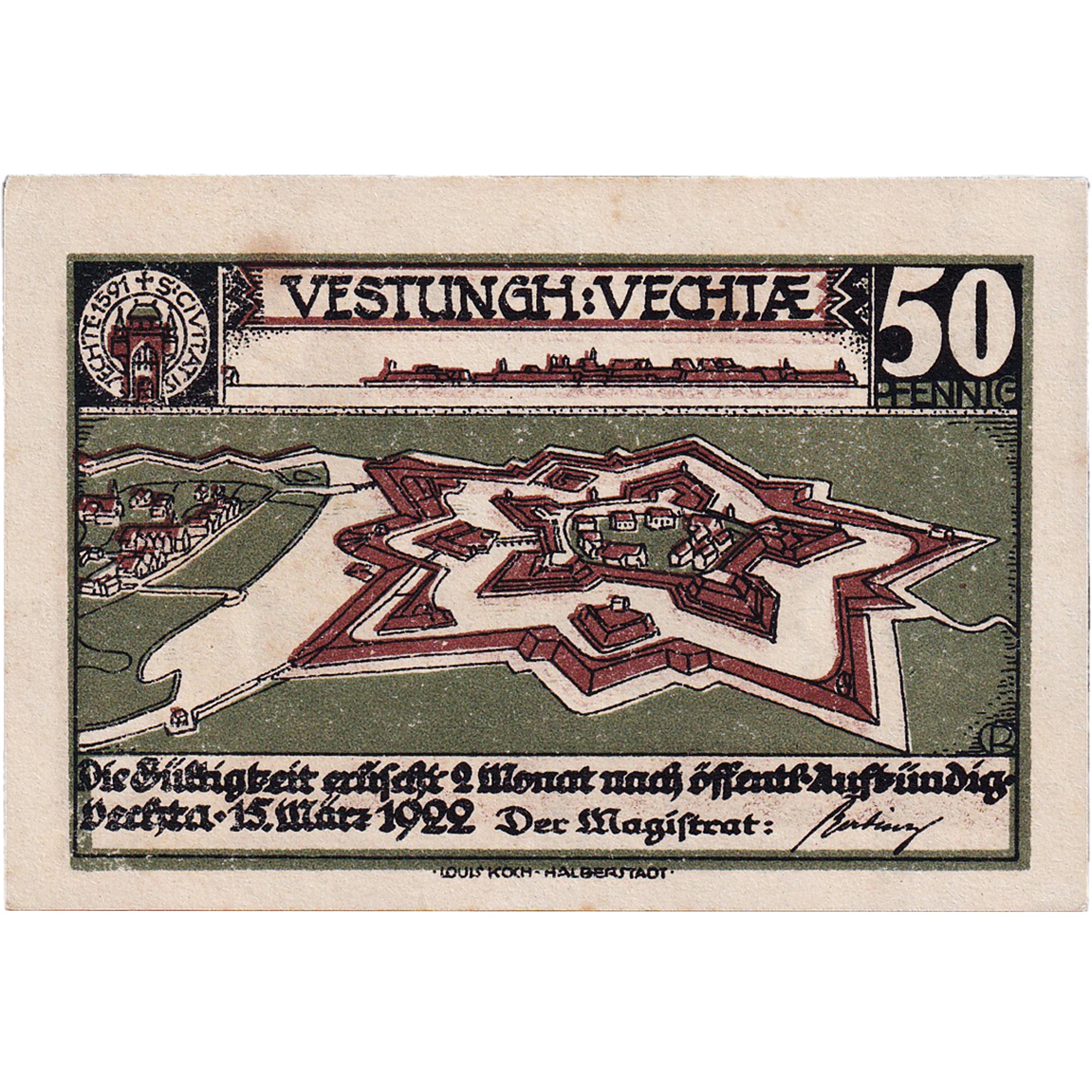 Banknote, Germany, Vechta, 50 Pfennig, loup, 1922, UNC(60-62) Mehl:1358.1
